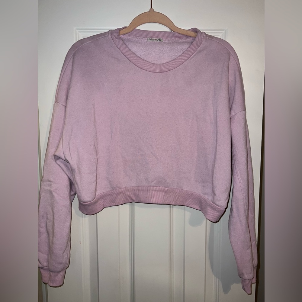 Heart & Hips Cropped Crew Neck Sweatshirt, Size: L